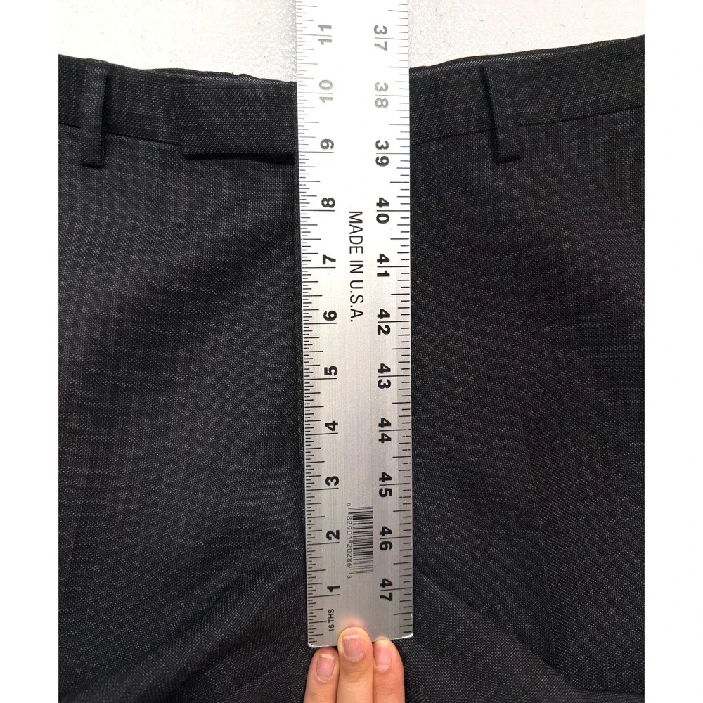 Hugo Boss 34x30 Leenon1 Charcoal Black Micro Check Dress Suit Pants Trousers - Picture 3 of 9
